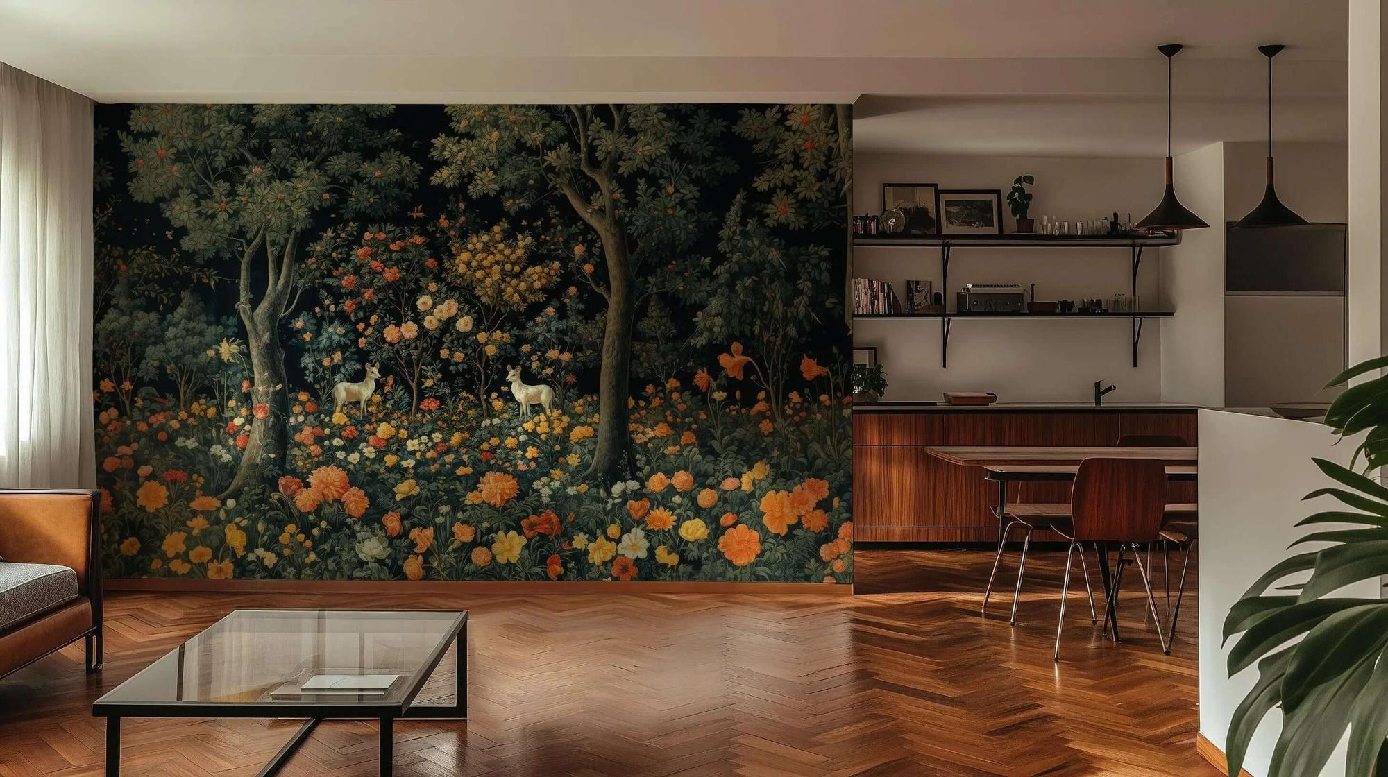 Enchanted Floral Forest Wallpaper Mural – XWALLX